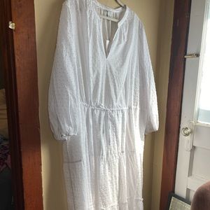 Tiered White Dotted Dress